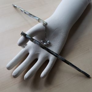 Mother of Pearl & SS Drop Hairsticks 2 pcs